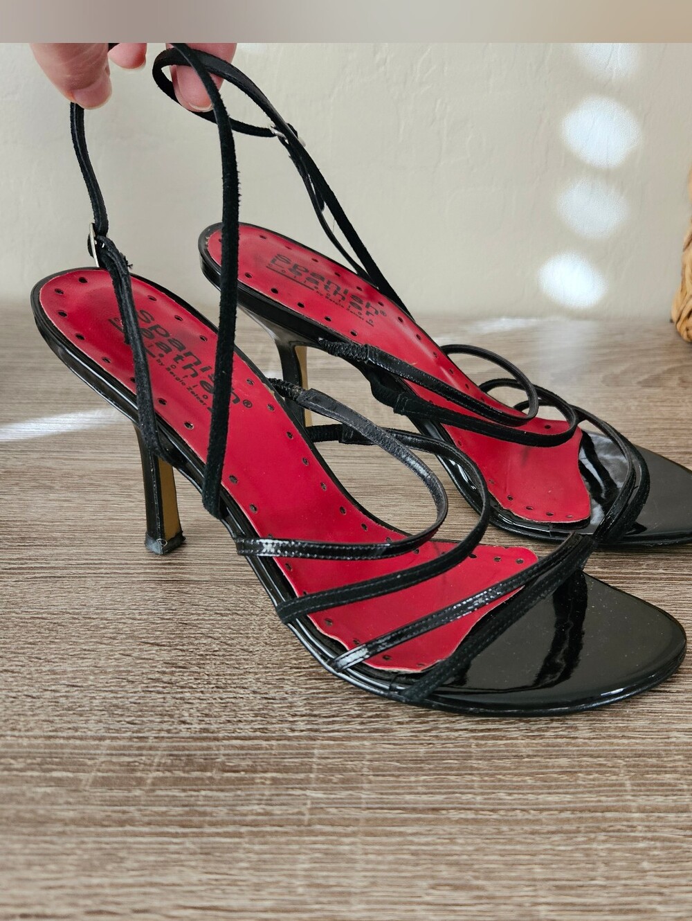 Sergio Zelcer Spanish Leatger Black Strappy High Heel Sandals Size 8